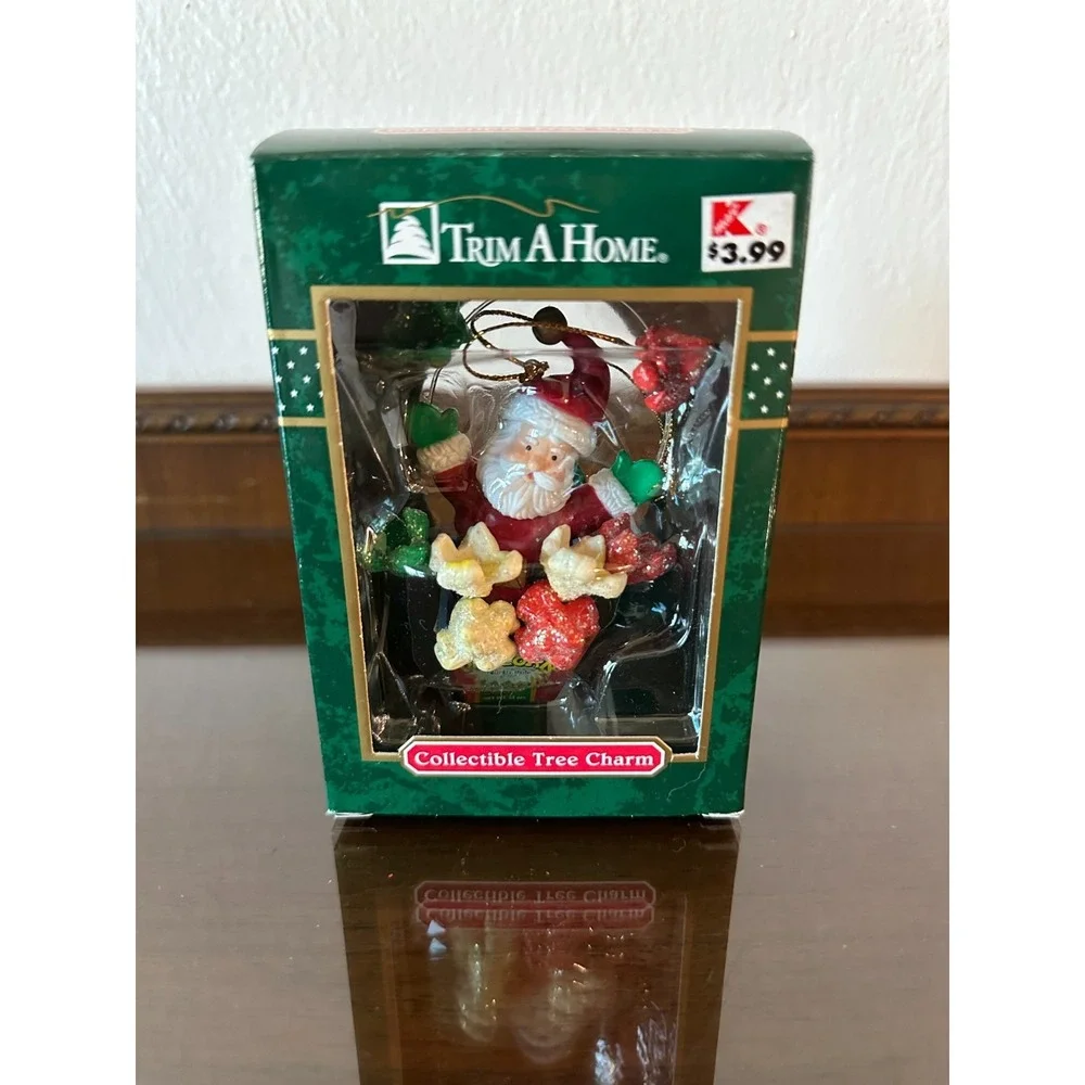 Trim A Home Santa in Popcorn Bucket‎ Christmas Ornament